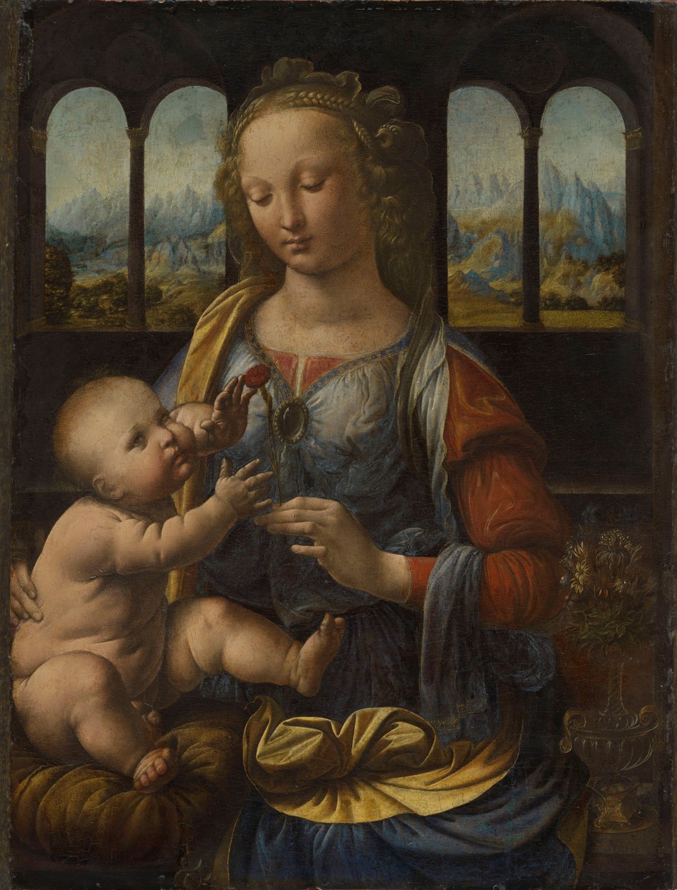 Duits: Madonna mit der Nelke Madonna van de Anjer door Leonardo da Vinci