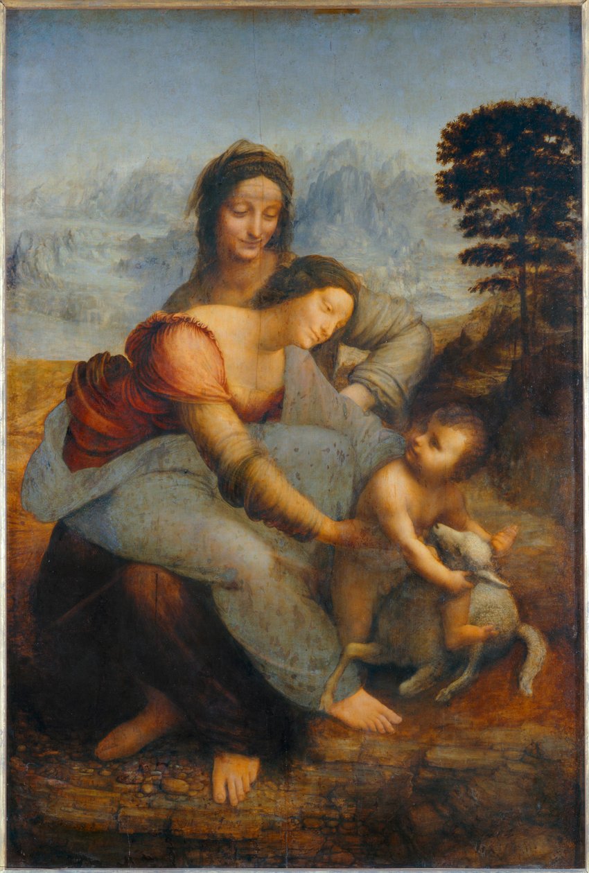 De maagd en het kind met de heilige Anna ... door Leonardo da Vinci