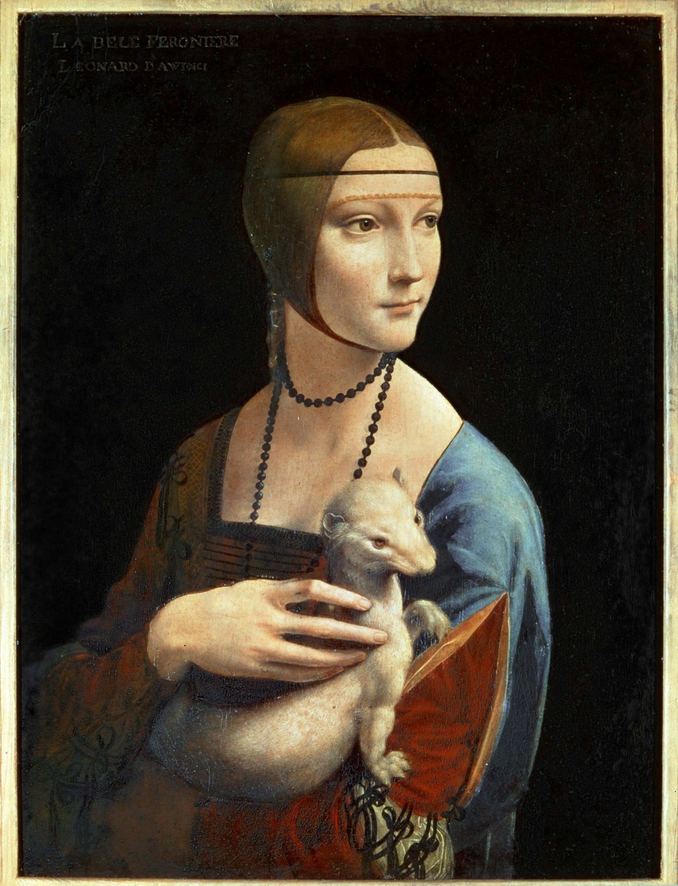 Dame met hermelijn (schilderij op hout) door Leonardo da Vinci
