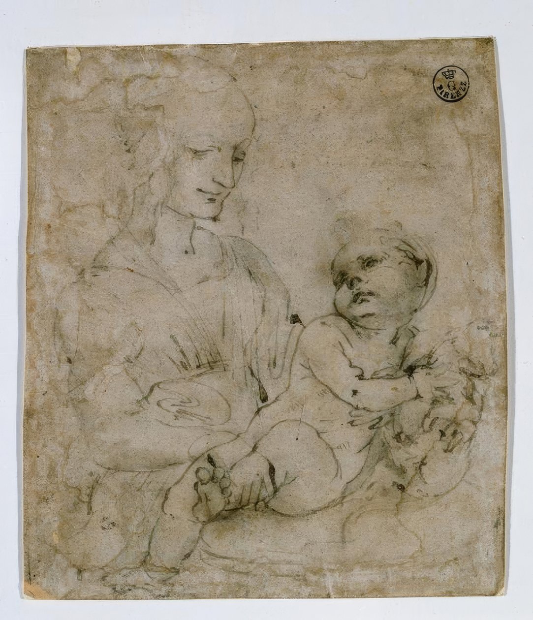 Studie voor Madonna met kat door Leonardo da Vinci