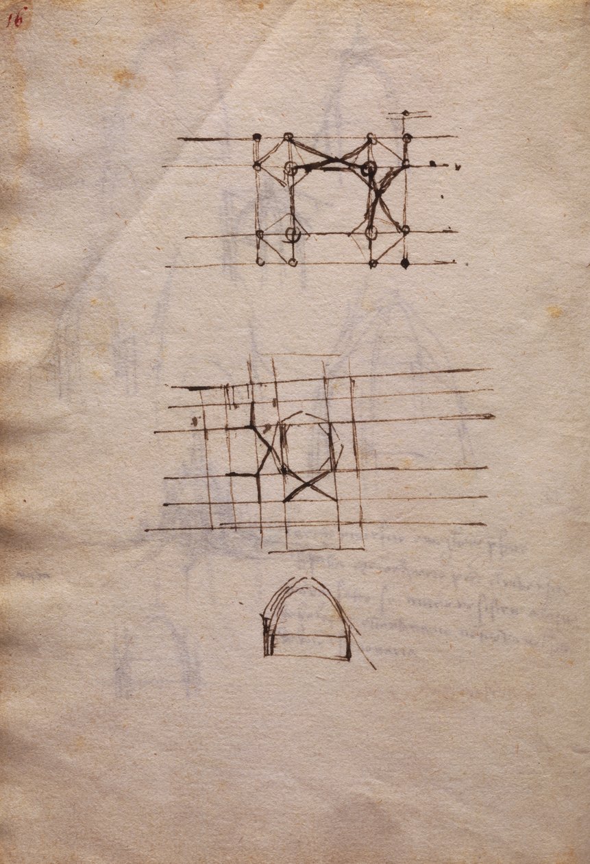 Studies voor lantaarn van kathedraal, uit Codex Trivulzianus door Leonardo da Vinci
