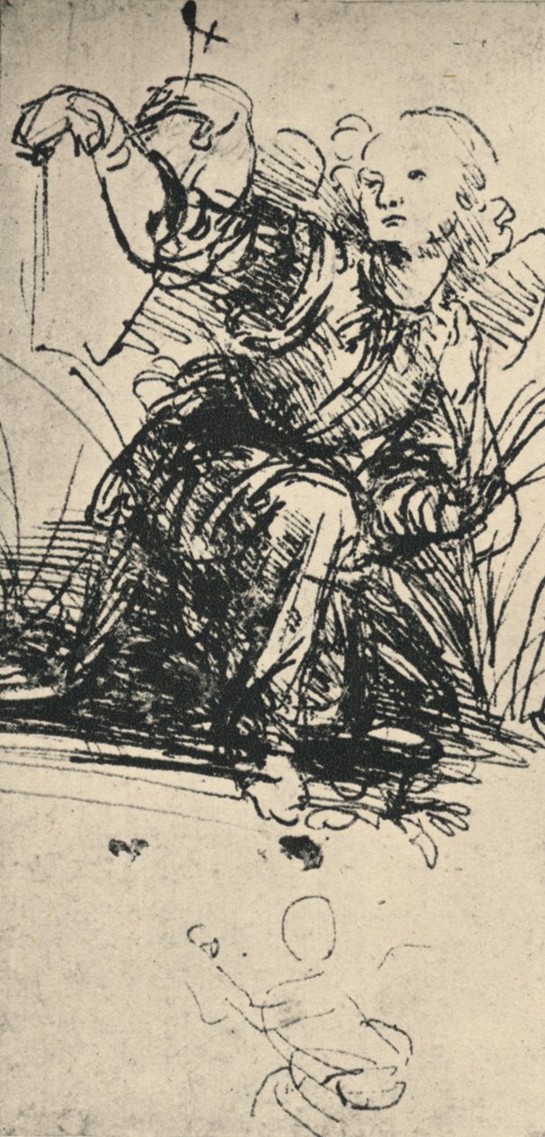 Studies van een knielende engel, c1467-1519 1945 door Leonardo da Vinci