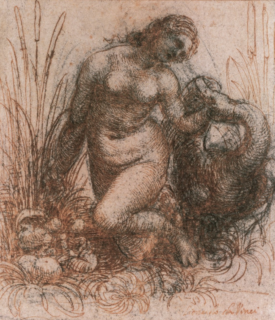 Studie voor Leda en de zwaan door Leonardo da Vinci