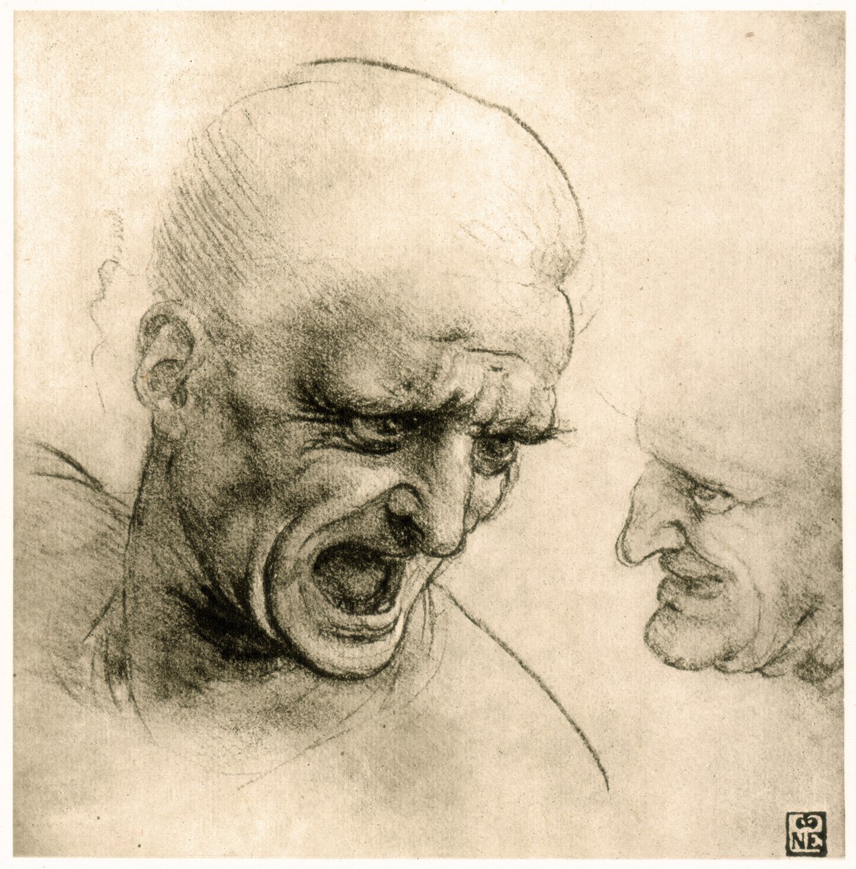 Studie voor het hoofd van een krijger door Leonardo da Vinci