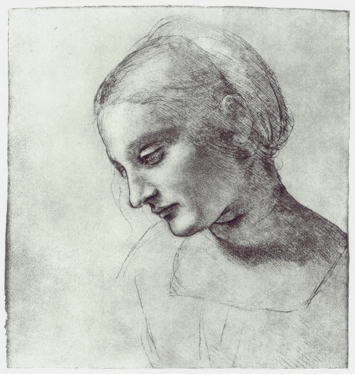 Het hoofd van een Madonna, c1484-1486 door Leonardo da Vinci