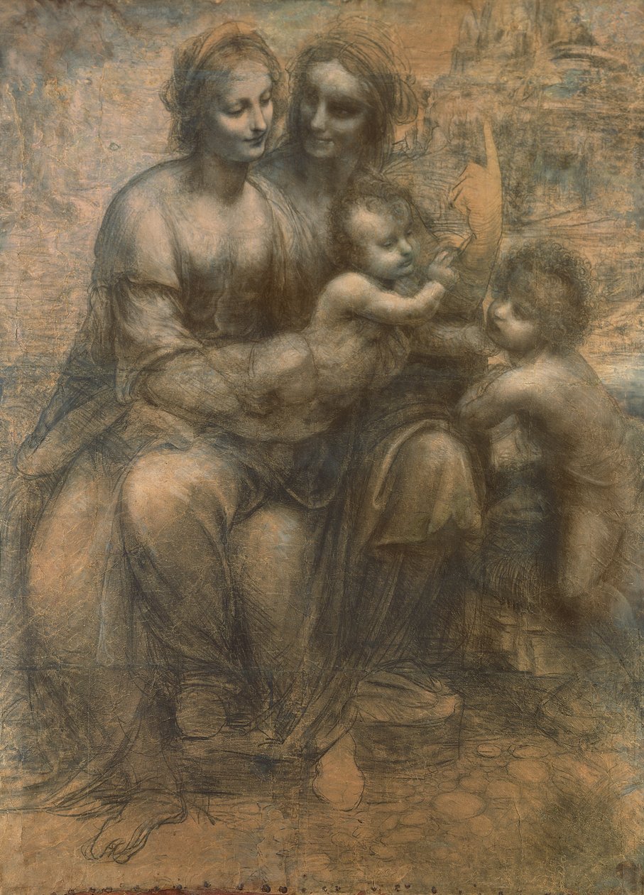 De Maagd en het Kind met Sint-Anna en de Heilige Johannes de Doper, c.1499-1500 door Leonardo da Vinci