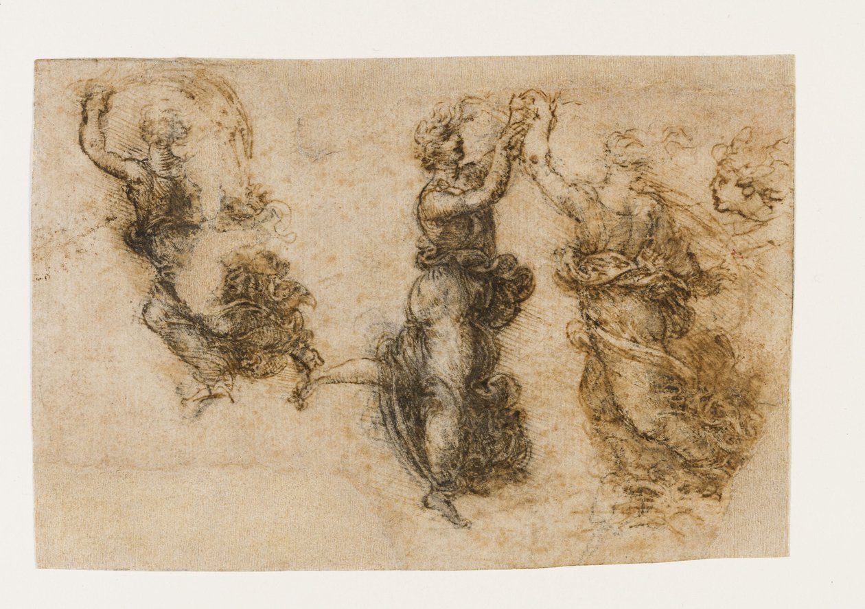 Drie dansende vrouwelijke figuren, 1517-1518 door Leonardo da Vinci