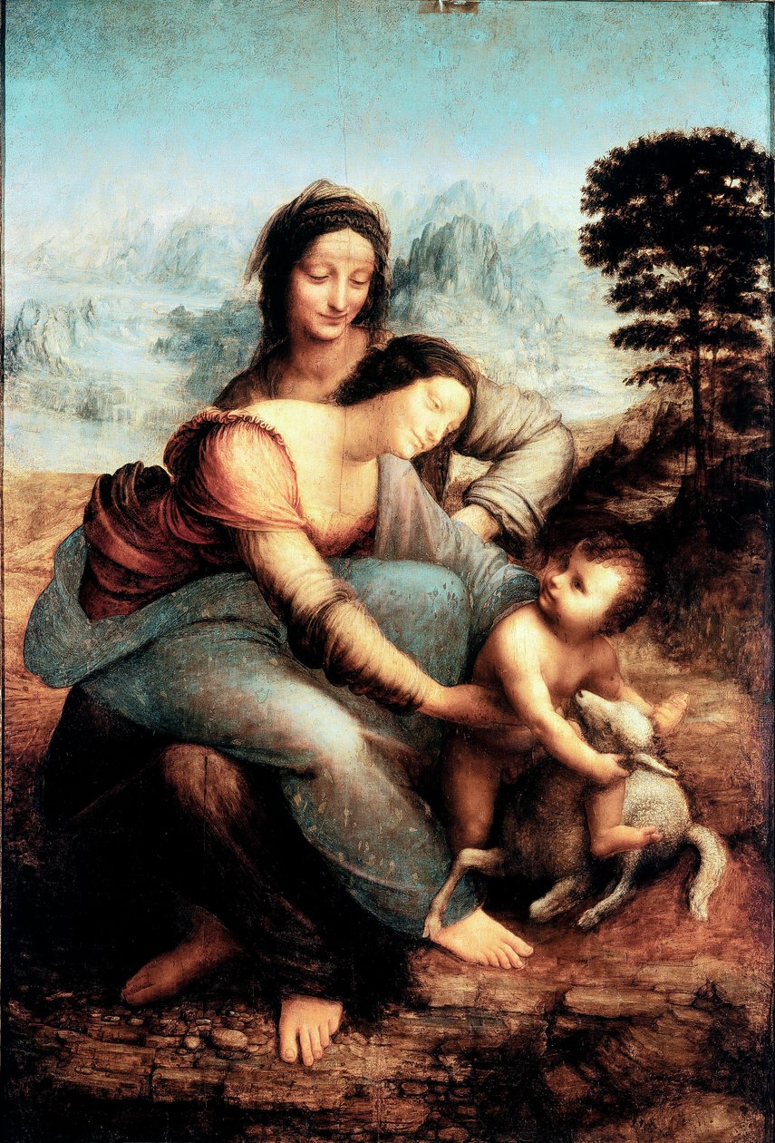 Maagd en kind met de heilige Anna, ca. 1510 (olieverf op paneel) door Leonardo da Vinci