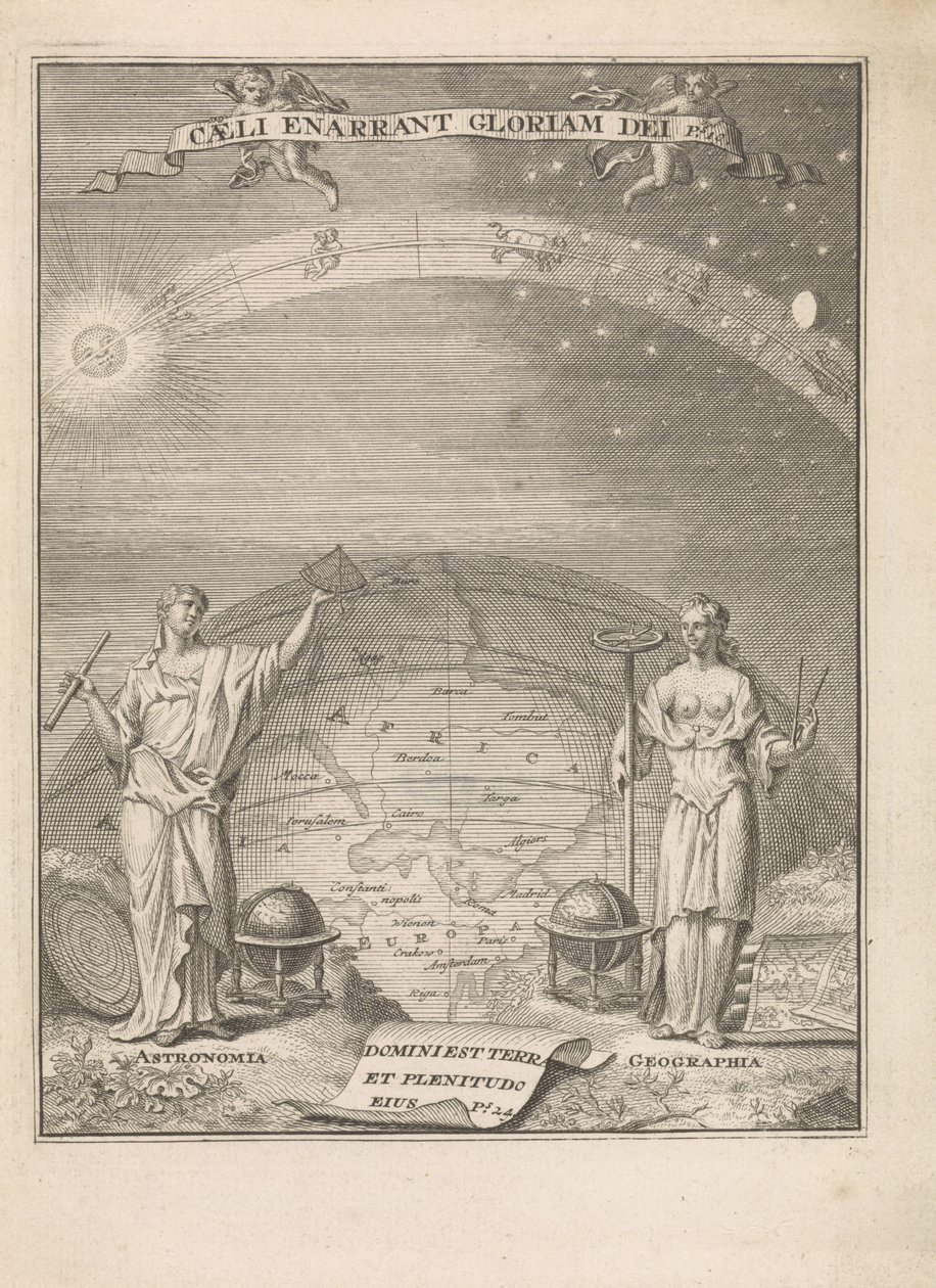 Astronomie en Geografie met meetinstrumenten door Leonardus Valck