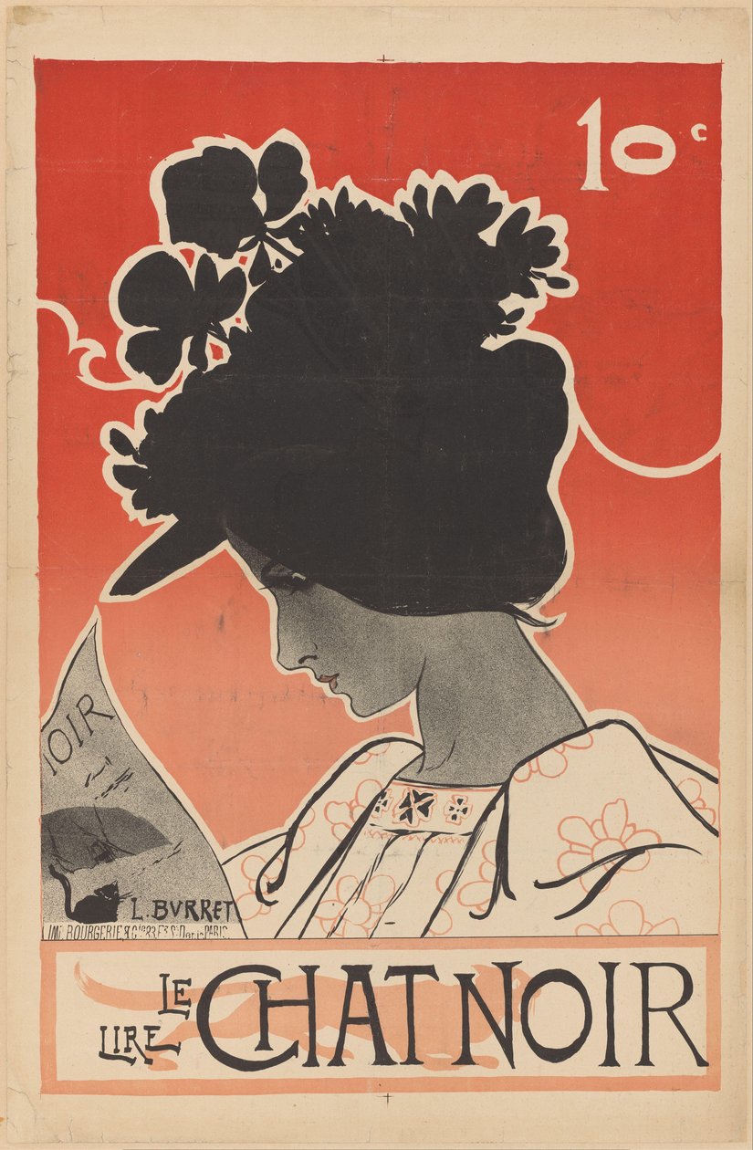 Affiche voor het tijdschrift Le Chat Noir door Leonce Burret