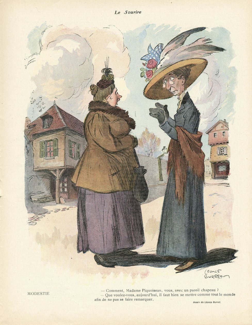 Illustratie van Leonce Burret (1865-1915) in Le Smile, nr. 19, 08/05/13 - Mode, Hoed door Leonce Burret