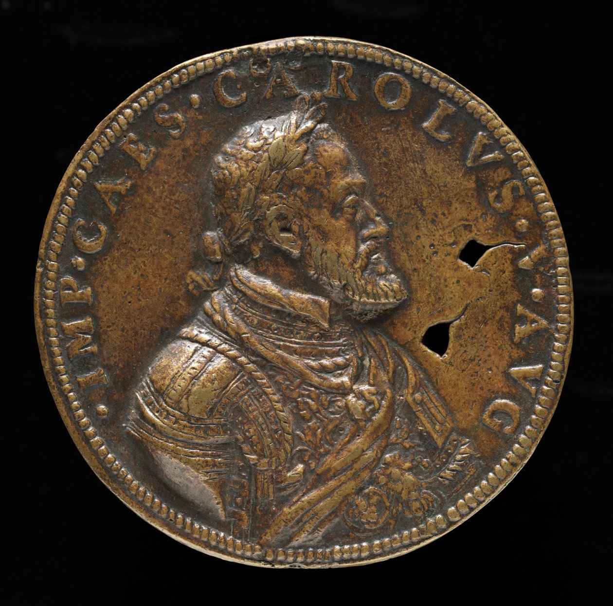 Karel V, 1500-1558, koning van Spanje 1516-1556, Heilige Roomse keizer 1519 [voorzijde] door Leone Leoni