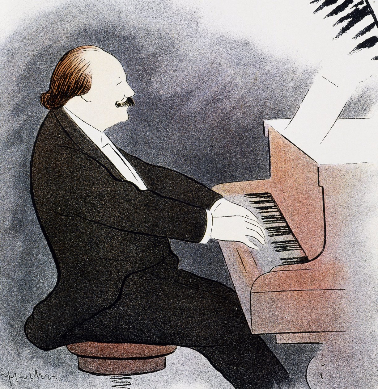 Jules Massenet aan de piano door Leonetto Cappiello