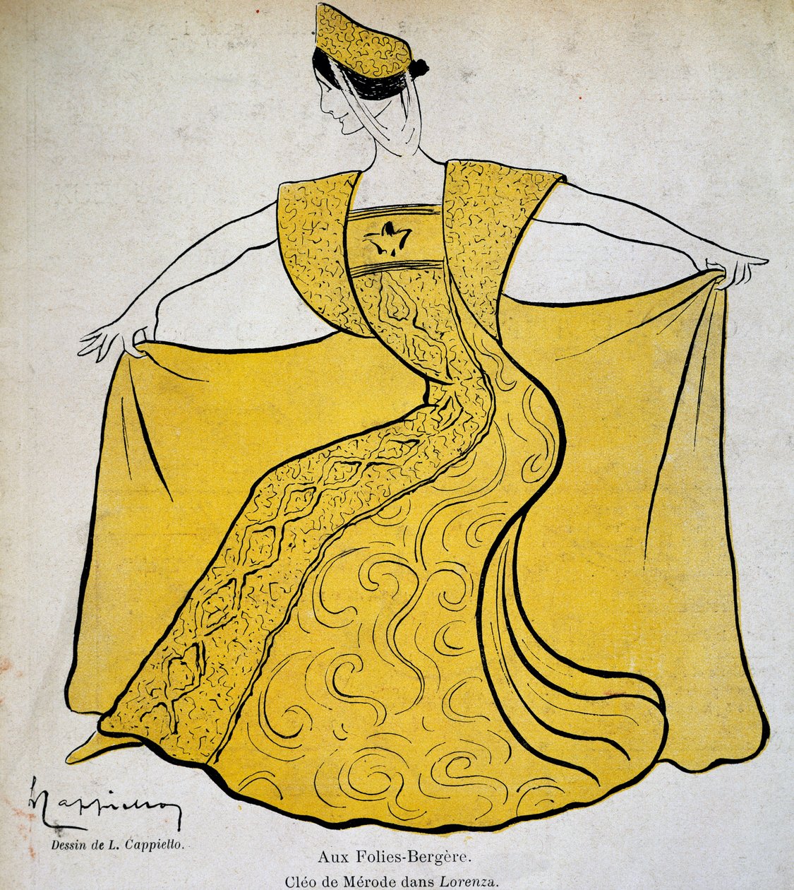 De danseres Cleo in de balletpantomime Lorenza in de Folies Bergere door Leonetto Cappiello