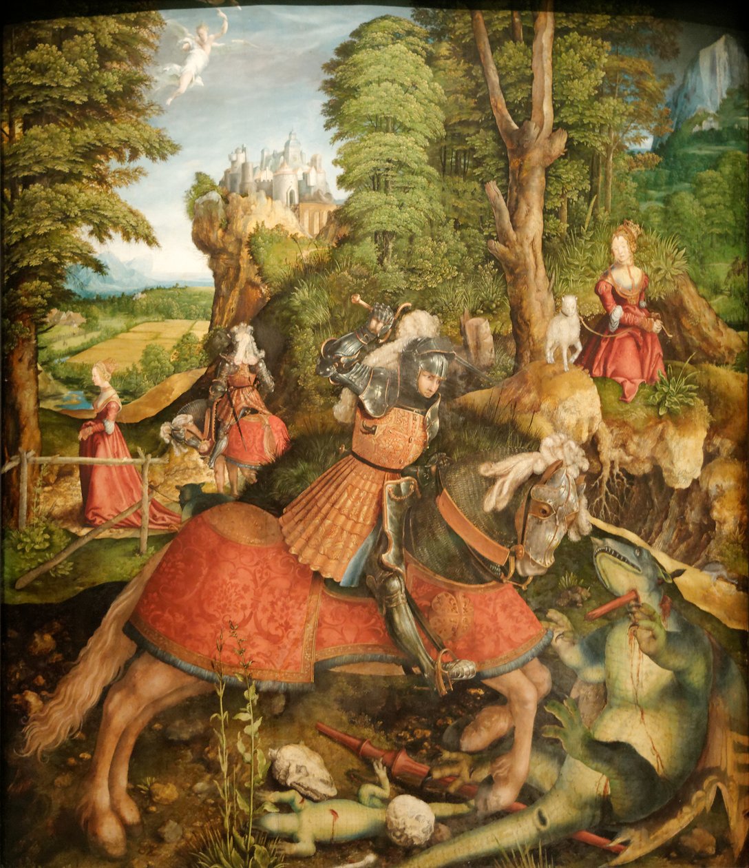 Duits: Hl. Georg im Kampf mit dem Drachen Sint Joris in gevecht met de draak door Leonhard Beck