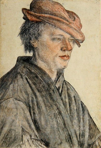 Portret van een jonge man met een pet en naar rechts gedraaid, ca. 1500-42 door Leonhard Beck