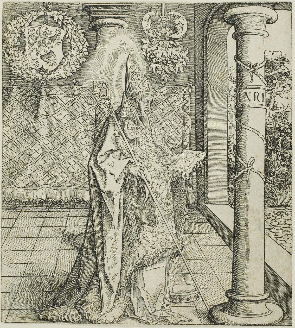 Heilige Emesbertus, uit Heiligen Verbonden met het Huis van Habsburg door Leonhard Beck