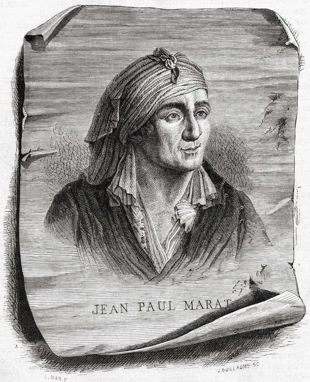 Portret van Jean Paul Marat (1743-93) gegraveerd door Jean Baptiste Amedee Guillaume (1822-93) door Leopold Mar