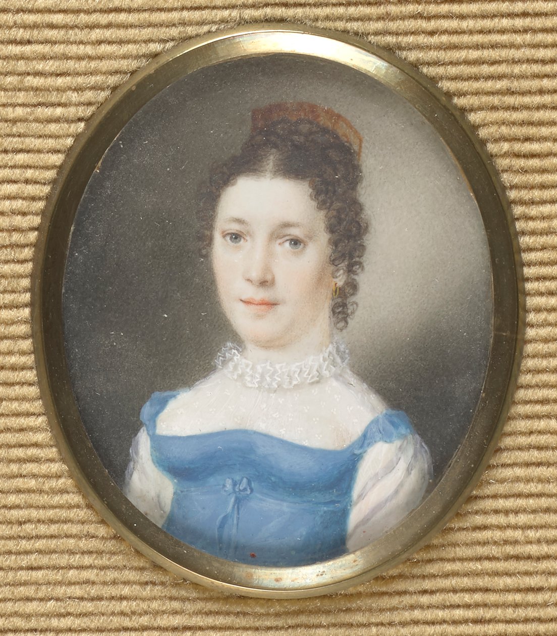 Dame in blauwe empirejurk door Leopold Blonder