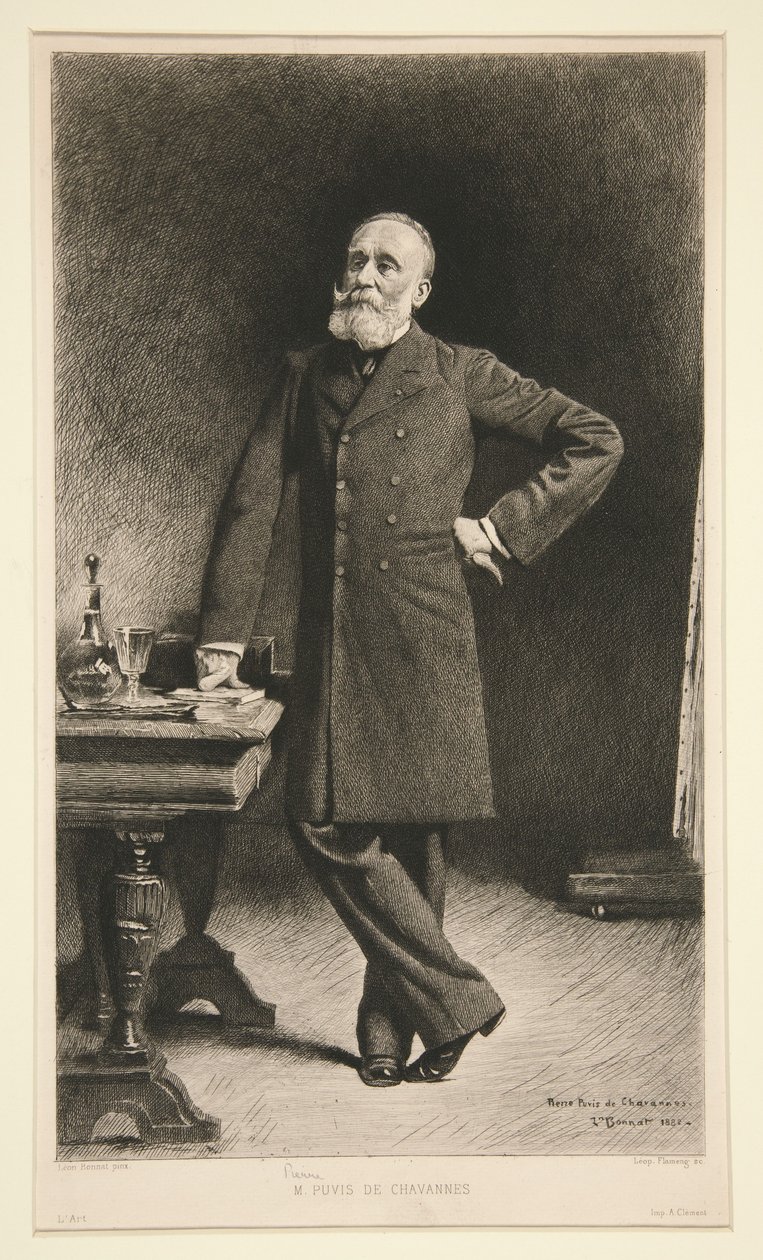 Portret van Pierre Puvis de Chavannes door Leopold Flameng
