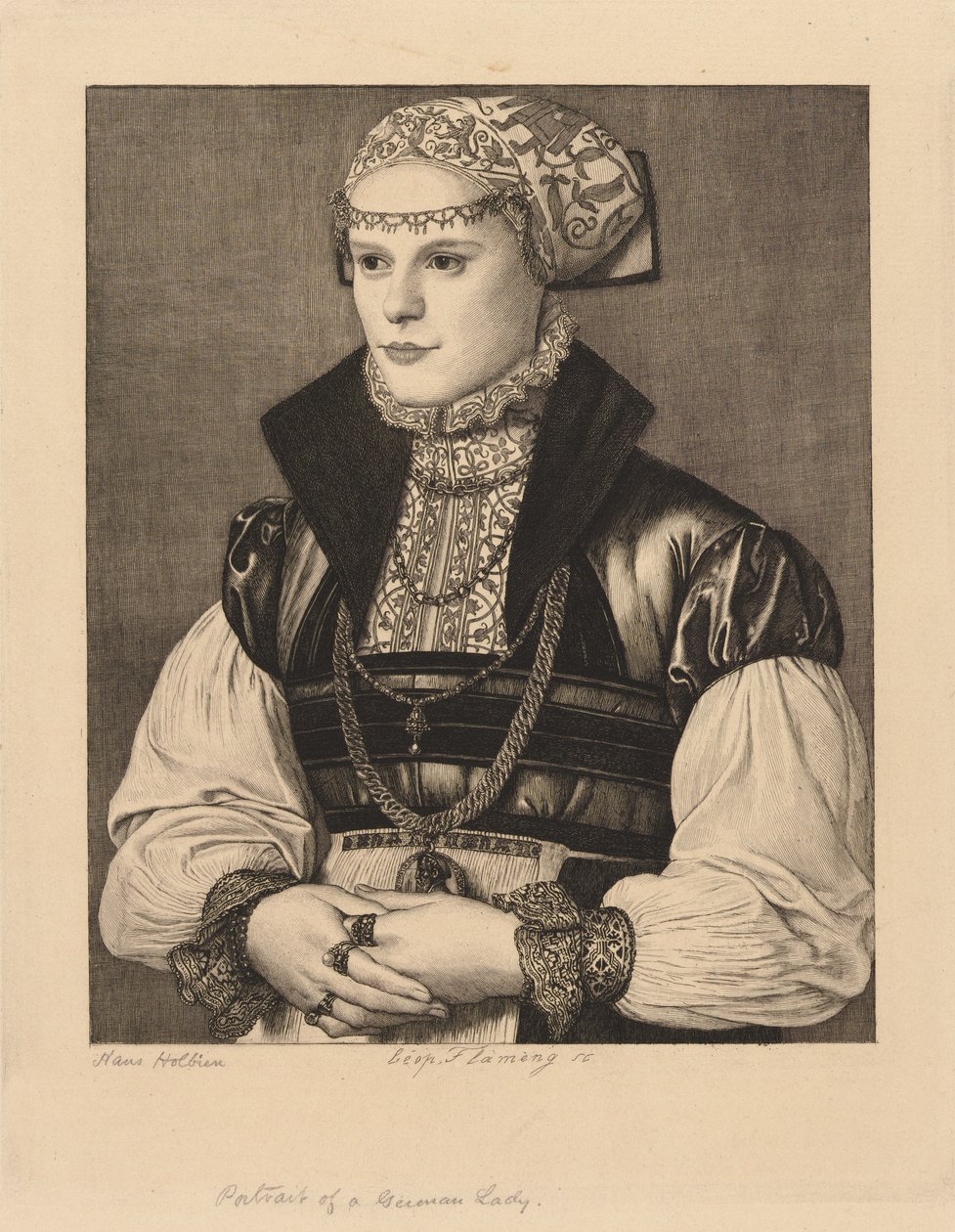 Portret van een Duitse dame door Leopold Flameng