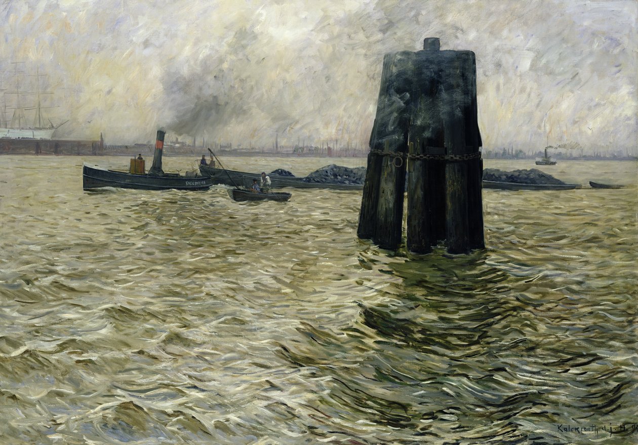 De Haven van Hamburg, 1894 door Leopold Karl Walter von Kalckreuth