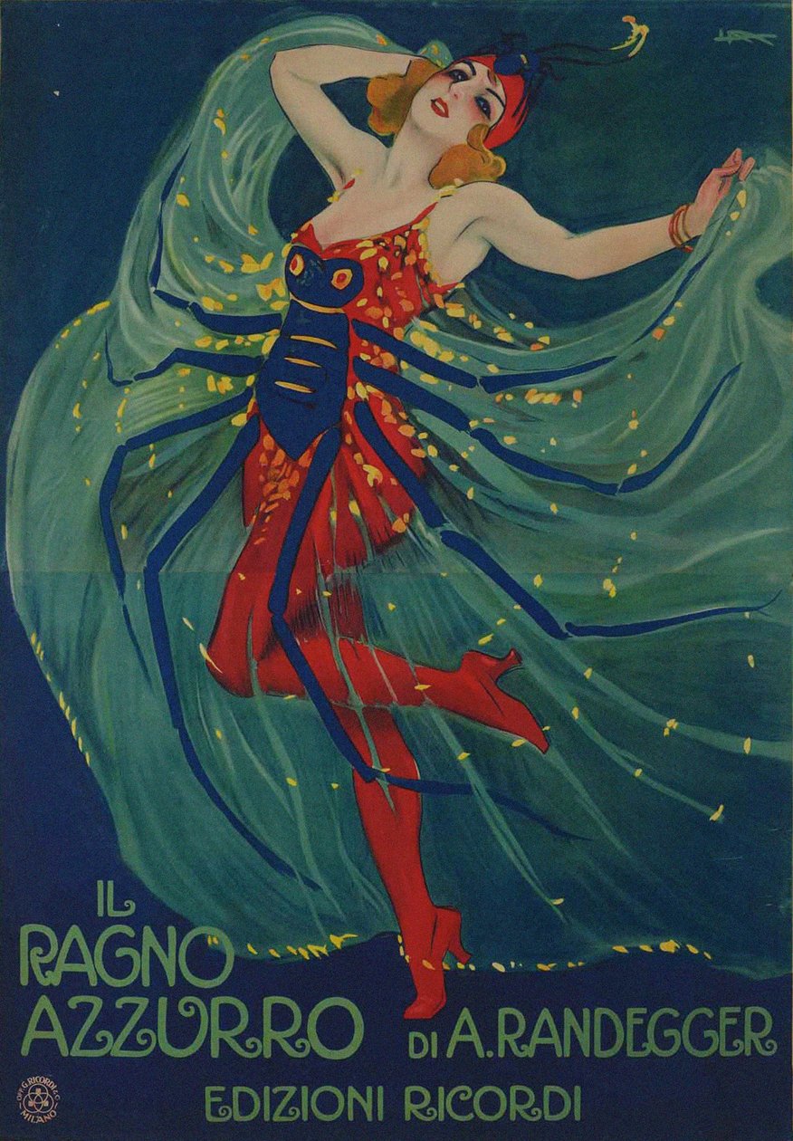 De blauwe spin door Alberto Iginio Randegger, 1916 door Leopoldo Metlicovitz