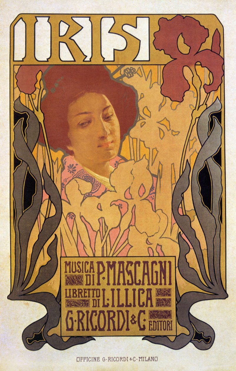 Iris, poster voor opera door Pietro Mascagni door Leopoldo Metlicovitz