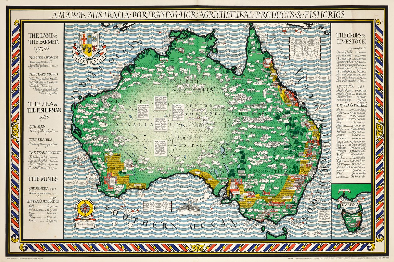 Een Kaart van Australië door Leslie MacDonald Gill