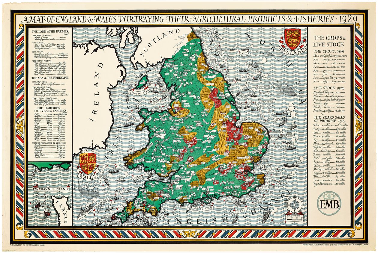Een Kaart van Engeland en Wales door Leslie MacDonald Gill