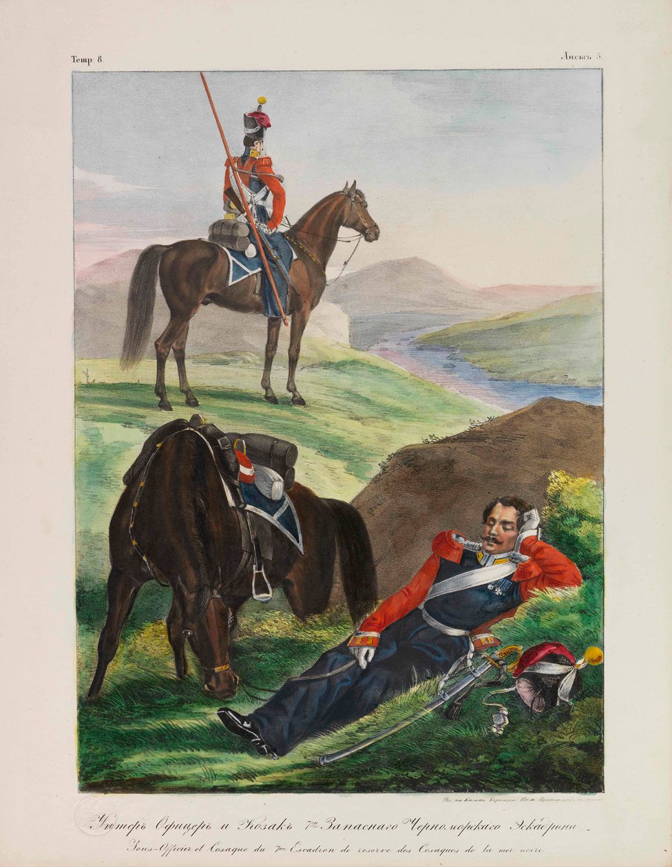 Officier van het Zwarte Zee Kozakkeneskadron Uniformen van het Russische Keizerlijke Leger door Lev Alexandrovich Belousov