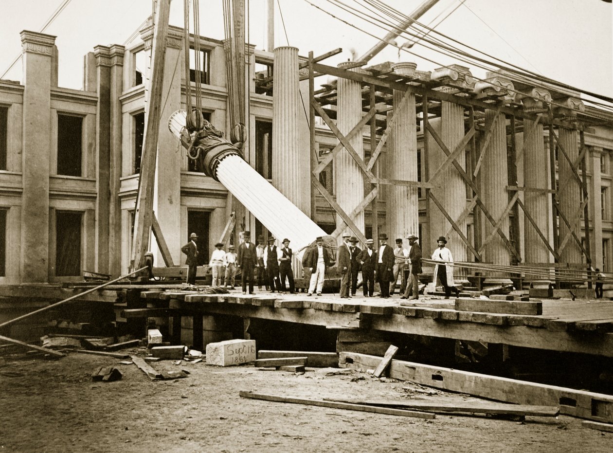 Bouw van de zuidvleugel, ministerie van Financiën, Washington, D.C., 1861 door Lewis Emory Walker