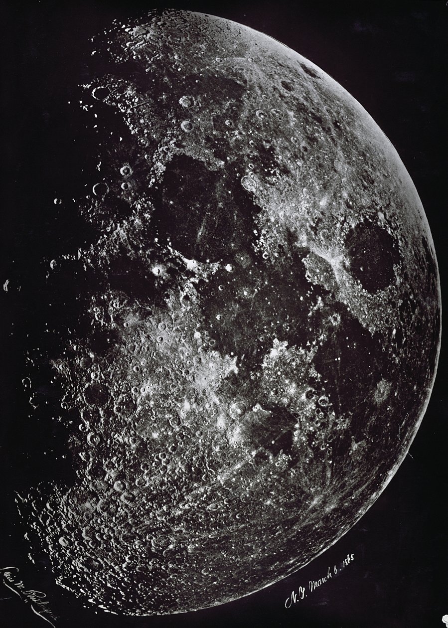 Foto van de maan in 1865 door Lewis M. Rutherford