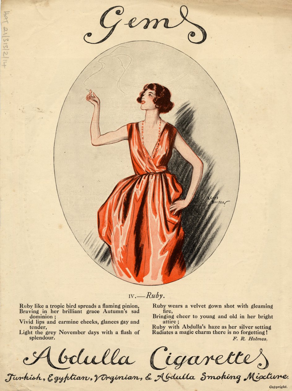 Abdulla sigaretten, 1920s door Lewis Baumer