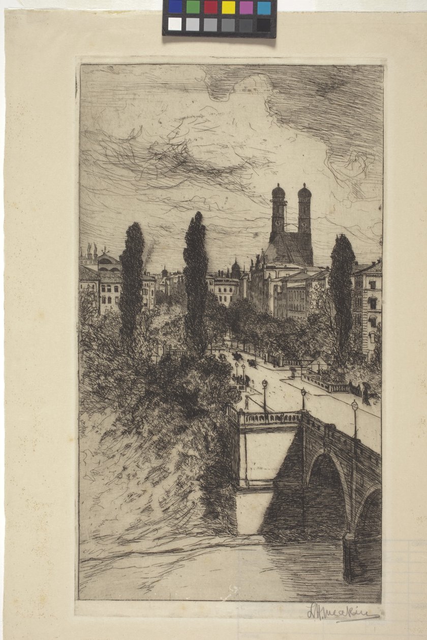 Maximiliamstraat en Frauenkirche, München, Beieren door Lewis Henry Meakin