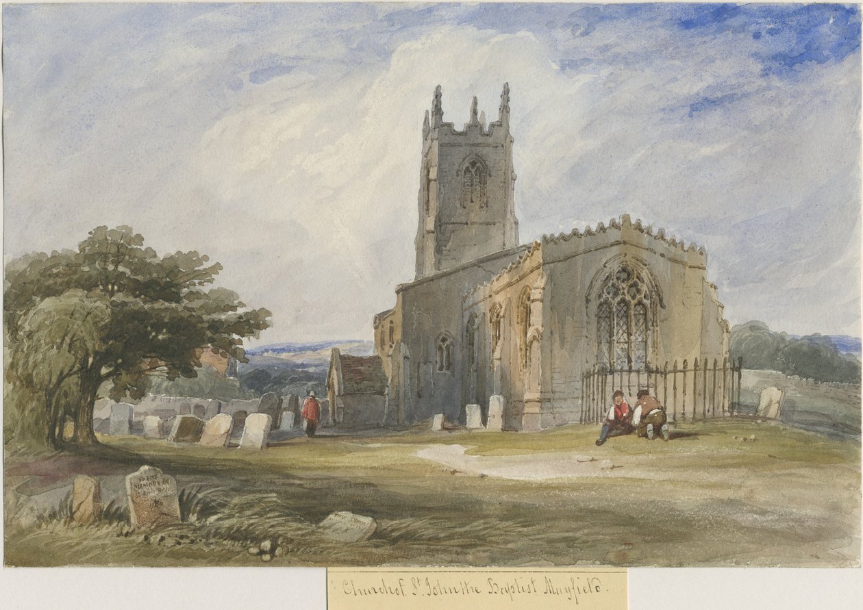 Mayfield Kerk: aquarel schilderij, nd [ca. 1830-1840] door Lewis John Wood