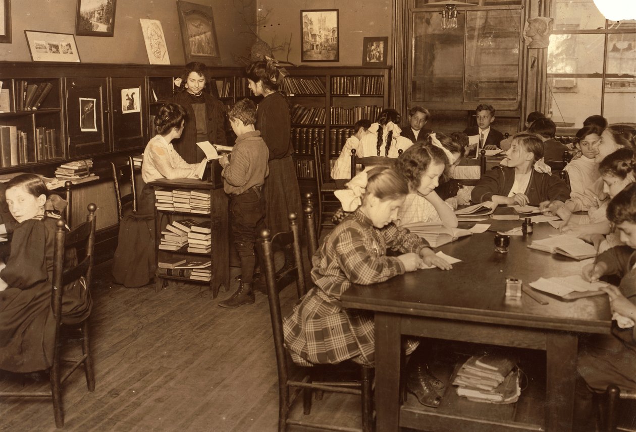 Bibliotheek, Henry Street Settlement, New York City door Lewis Wickes Hine