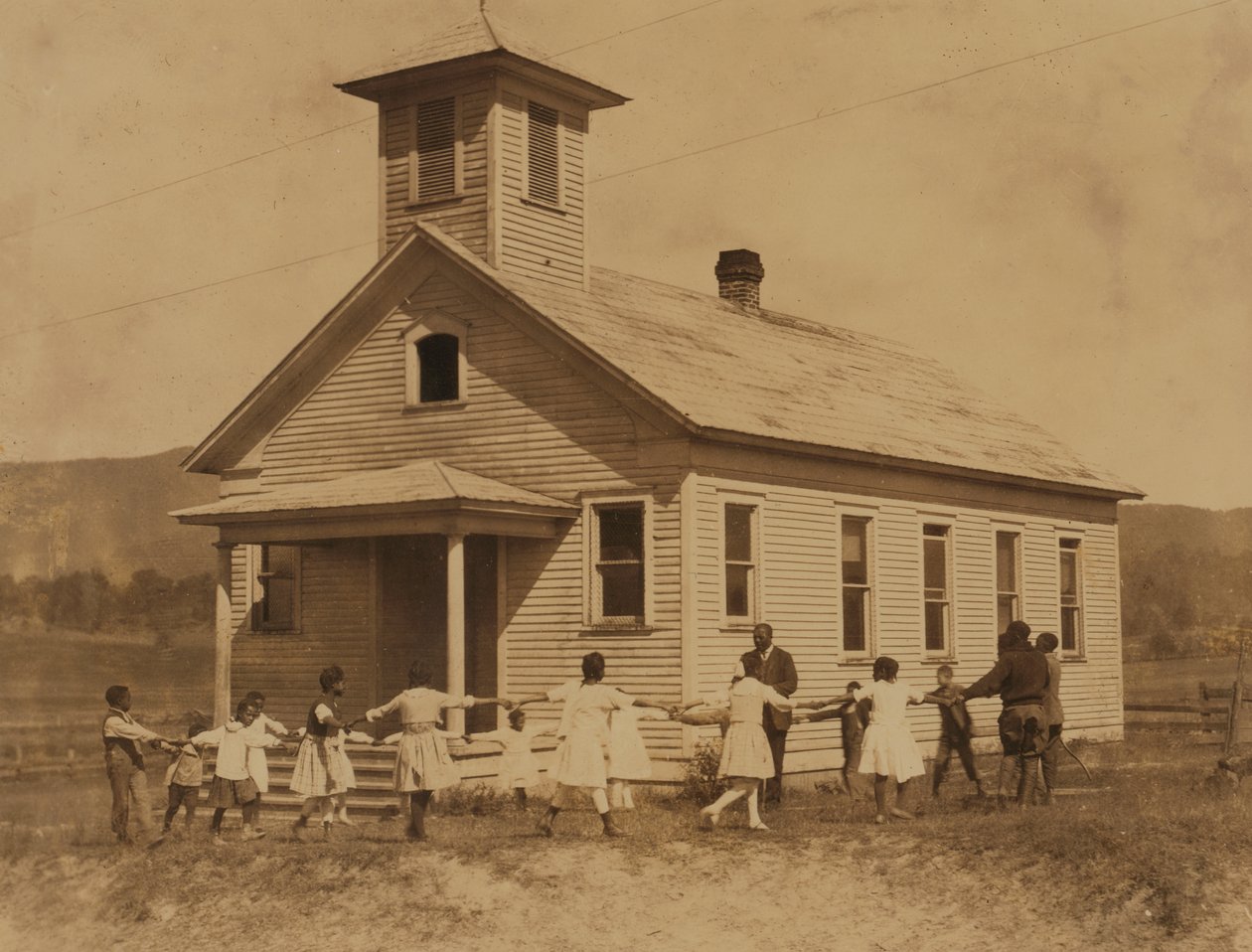 Pleasant Green School--een-kamer gekleurde school bij Marlinton, W. Va. 1921 (foto) door Lewis Wickes Hine