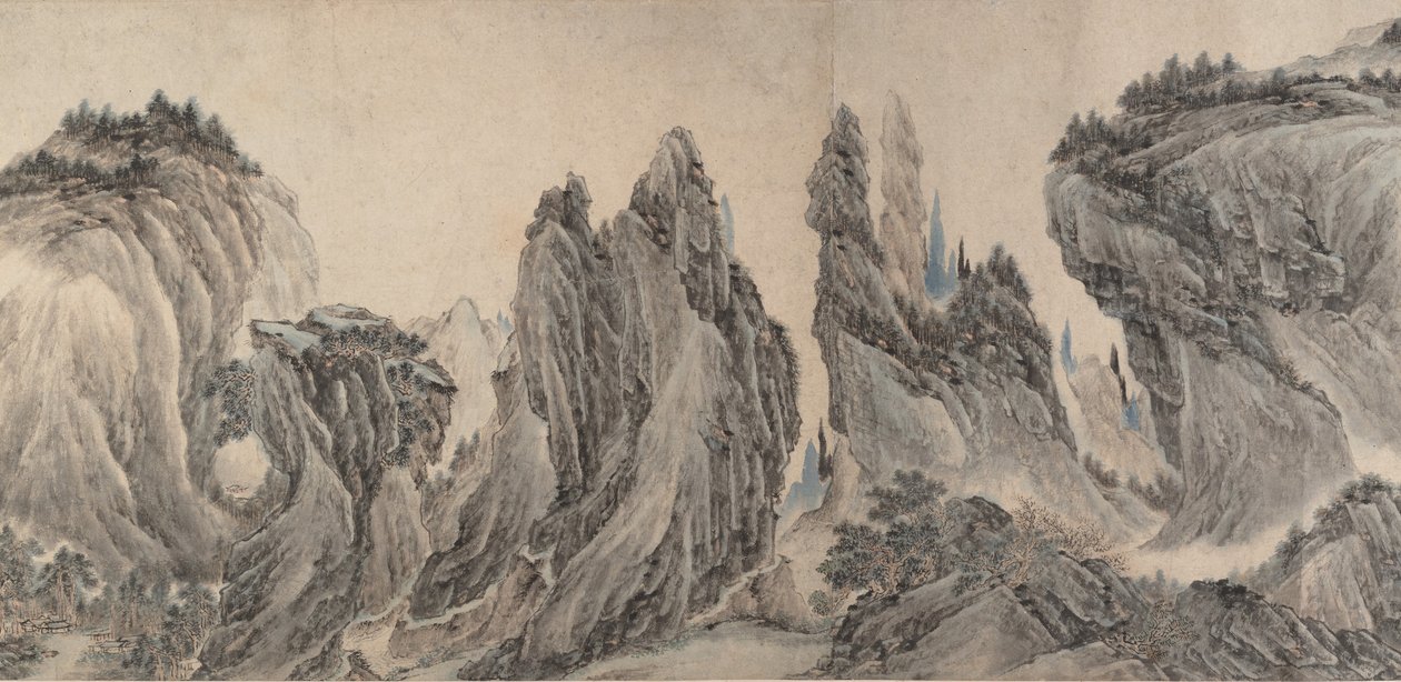 Landschap naar Dong Yuan, Juran, Ma Yuan, en Xia Gui, gedateerd yiwei, 1655 door Li Zai
