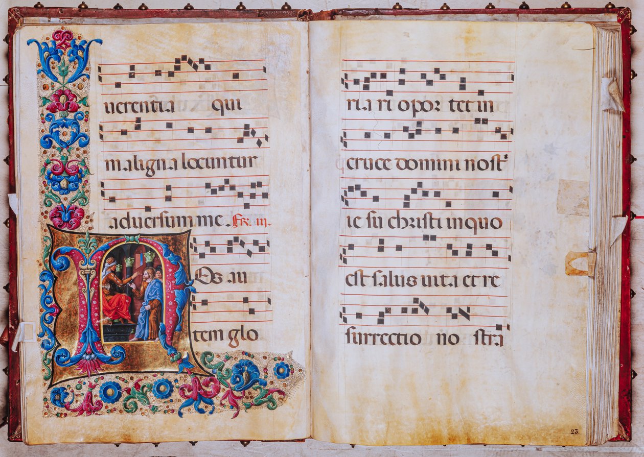 Piccolomini Bibliotheek: koorboek, cod. 22.7, ff. 22v-23r met 