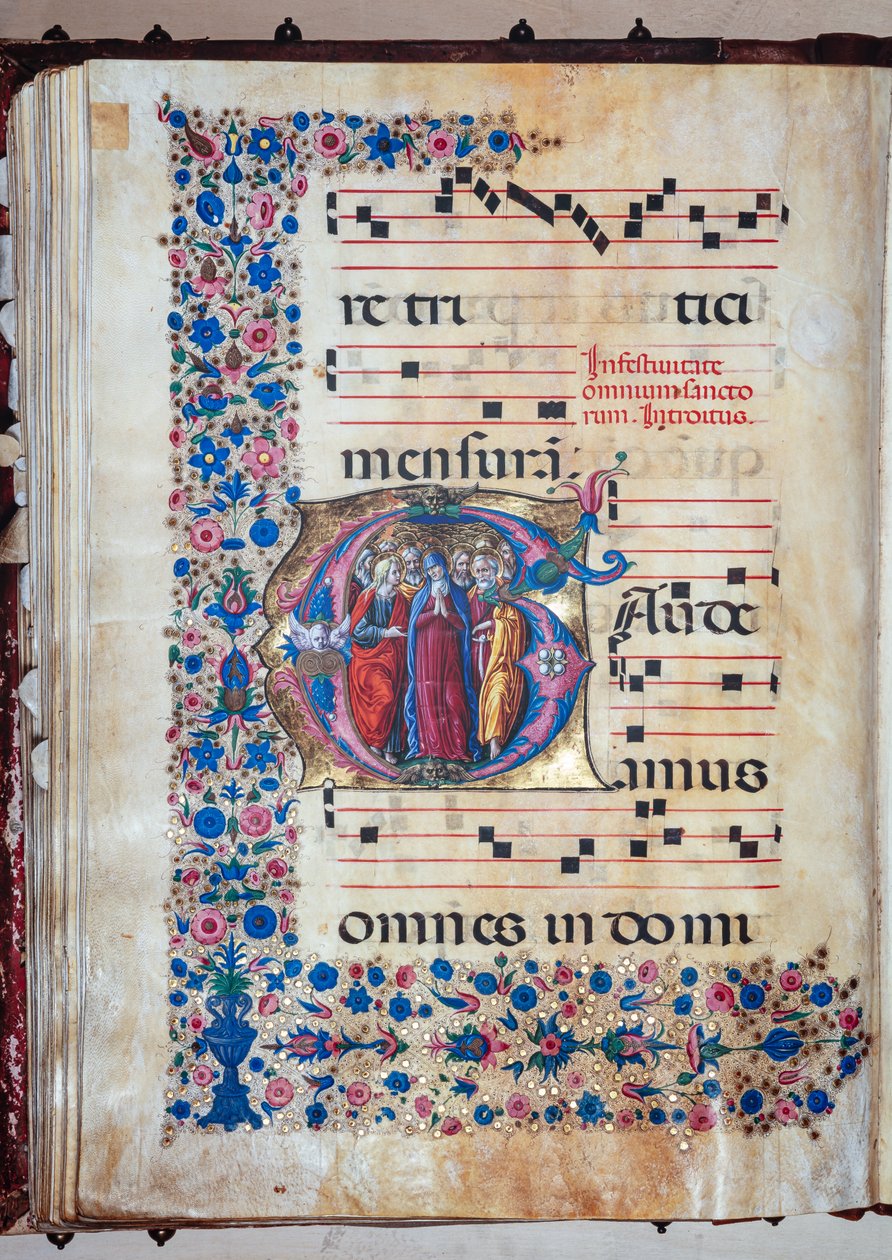 Piccolomini Bibliotheek: koorboek, cod. 28.12, ff. 94v met de Maagd en alle Heiligen door Liberale da Verona