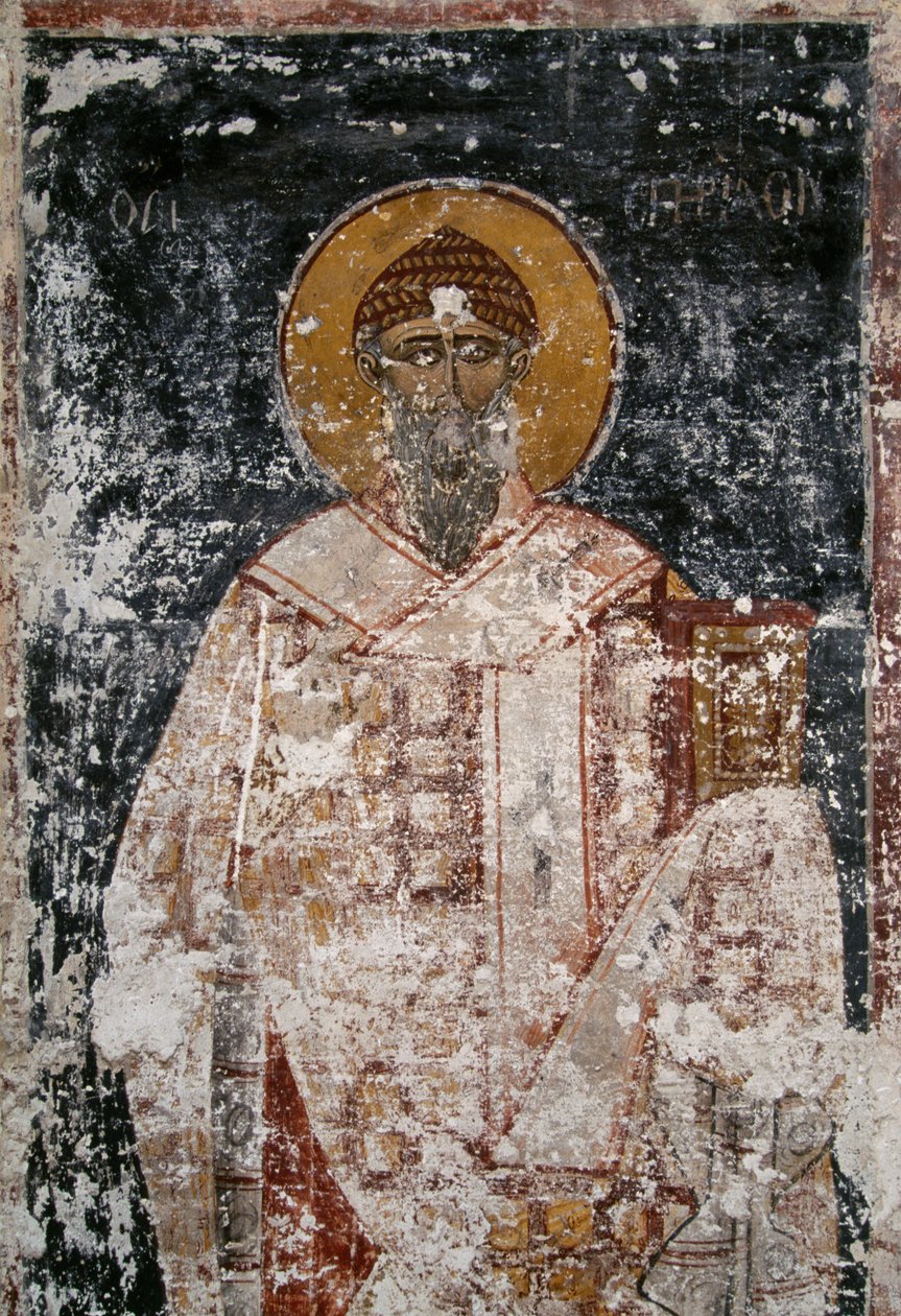 Apostel, fresco in Byzantijnse kerk van Heilige Apostelen in Agora van Athene, Griekenland door Unbekannt Unbekannt