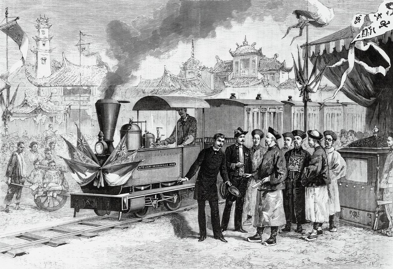 Inhuldiging van de eerste Franse spoorweg in China die Tianjin met Tangshan verbindt, 20 november door Unbekannt Unbekannt