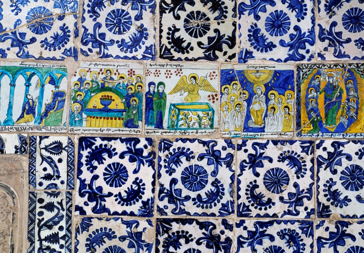 Majolica tegels decoratie (17e eeuw), Armeens Patriarchaat van Jeruzalem, Oude Stad van Jeruzalem (Unesco Werelderfgoedlijst) door Unbekannt Unbekannt