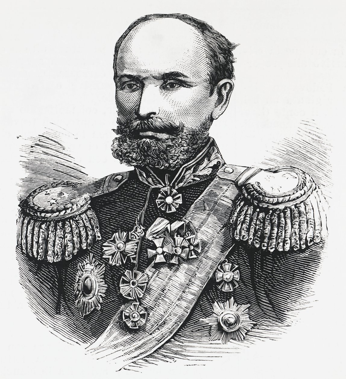 Portret van generaal Oklobjio, Russische commandant in de Kaukasus, Russisch-Turkse oorlog door Unbekannt Unbekannt