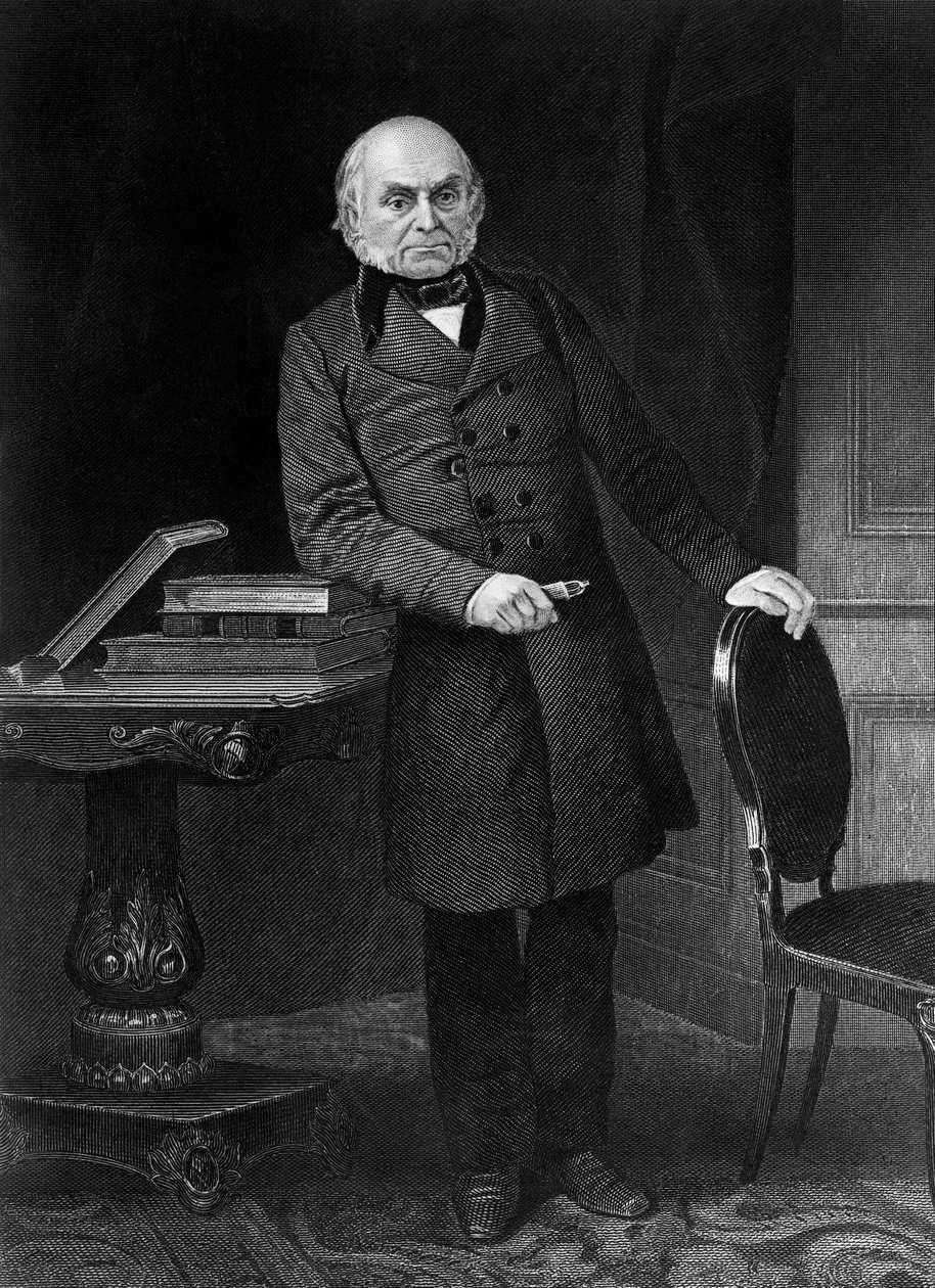 Portret van John Quincy Adams (1767-1848), Amerikaanse politicus en diplomaat die de 6e president van de Verenigde Staten was van 1825 tot 1829, gravure door Unbekannt Unbekannt