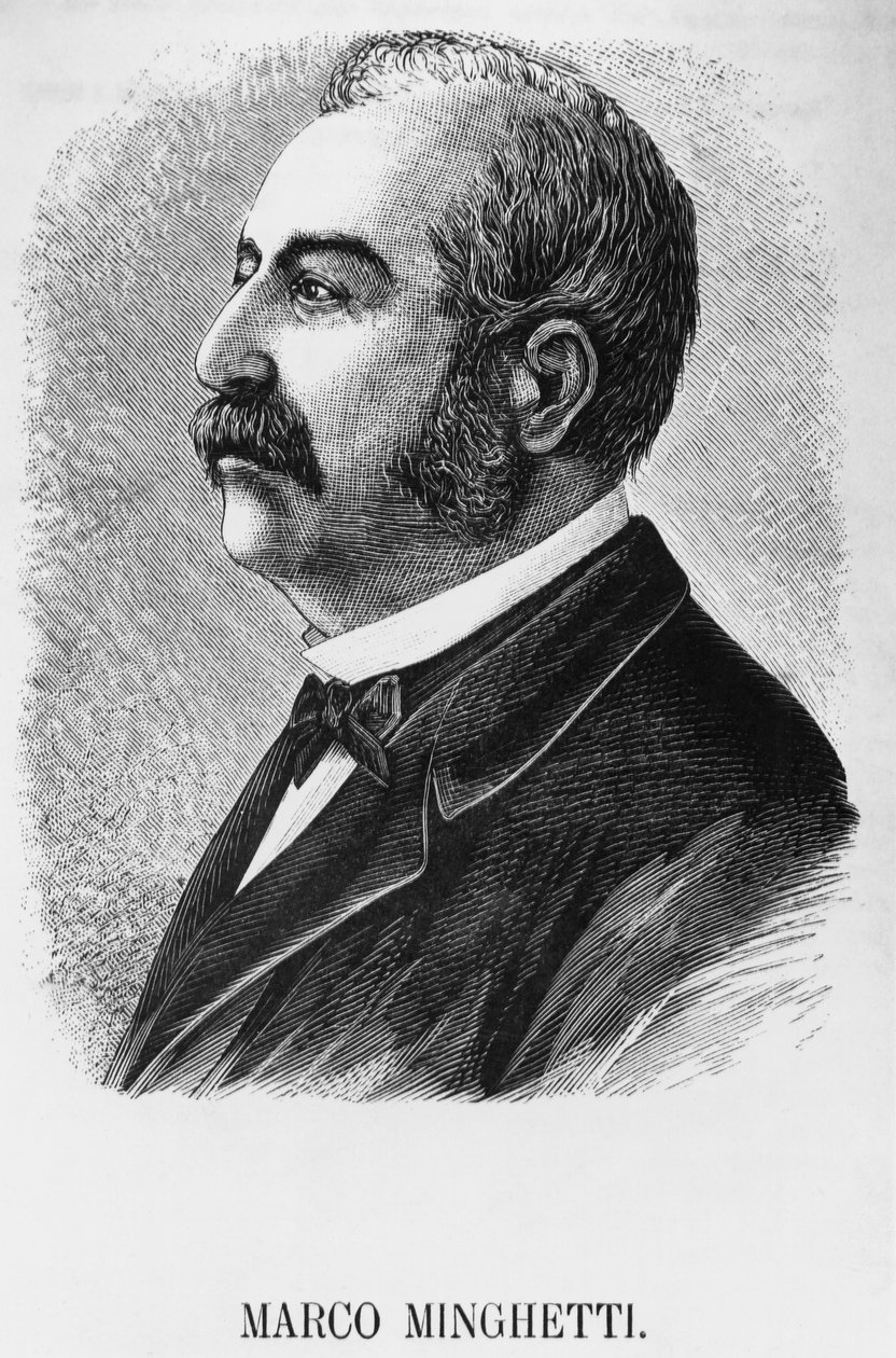 Portret van Marco Minghetti, Italiaanse econoom en staatsman, gravure door Unbekannt Unbekannt