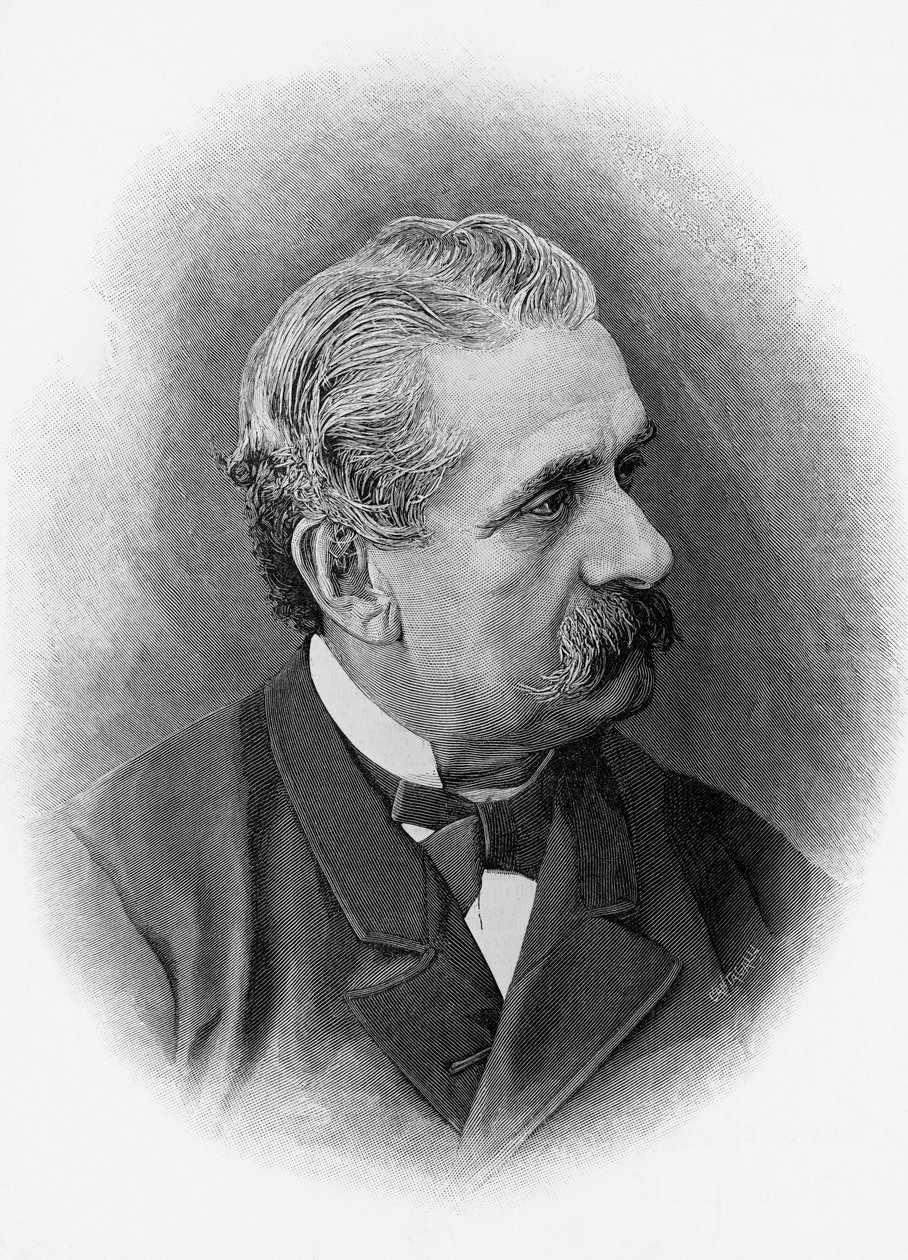 Portret van Paolo Ferrari (1822-1889), Italiaanse toneelschrijver en schrijver, gravure door Unbekannt Unbekannt
