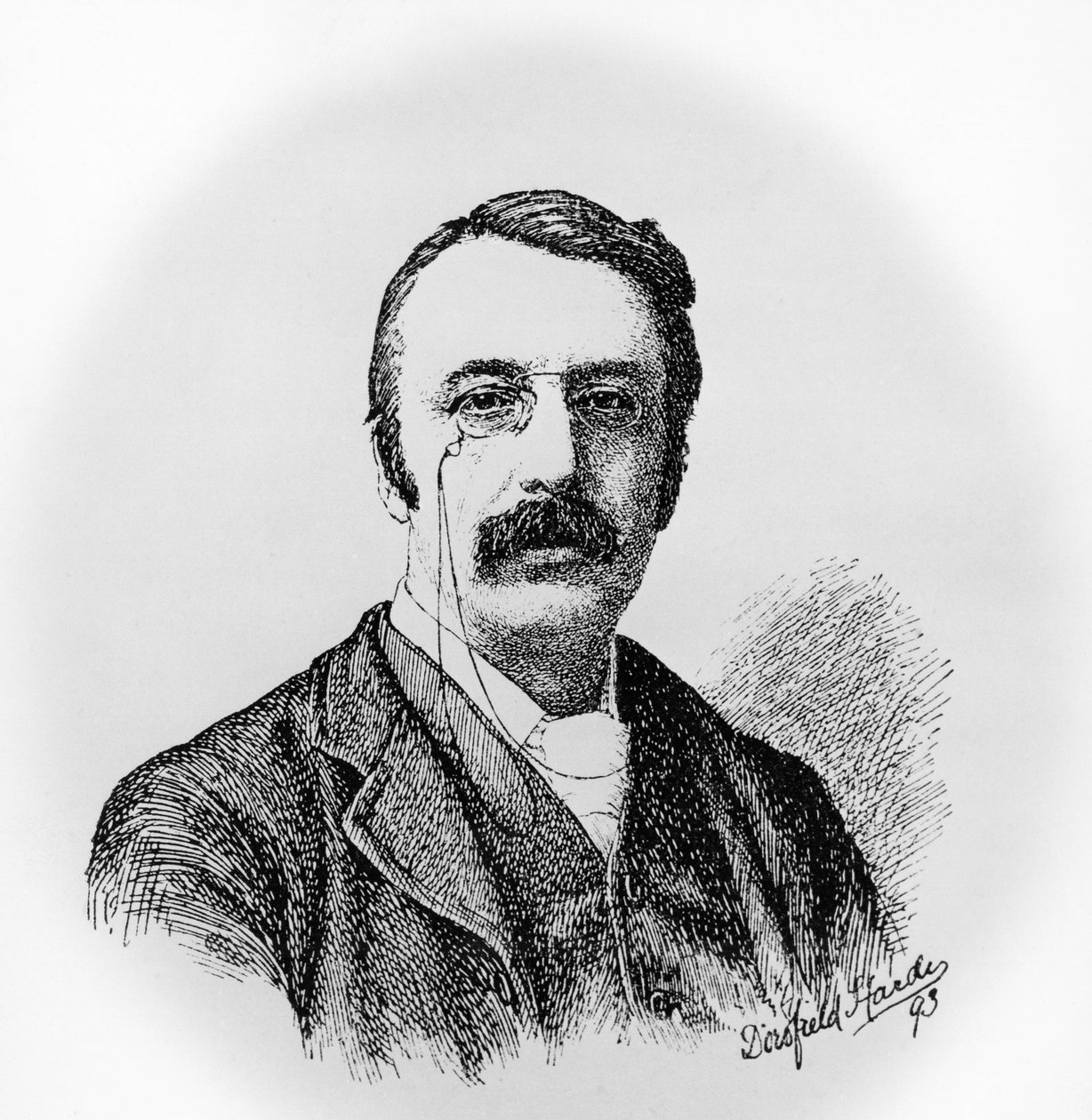 Portret van Sir Charles Villiers Stanford, Ierse componist en dirigent, gravure naar tekening door Dorofield Hardy door Unbekannt Unbekannt