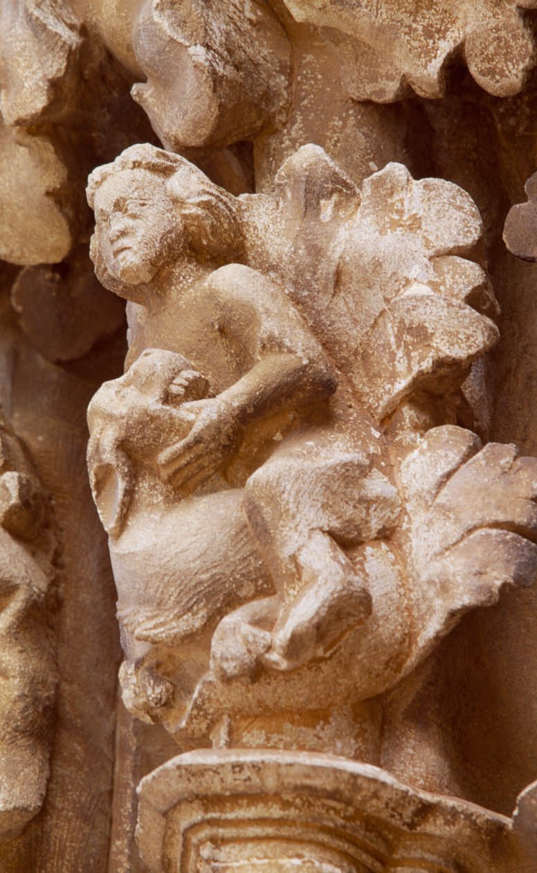 Spanje, Navarra, Ujue, Kerk van Santa Maria, Architectonisch detail door Unbekannt Unbekannt